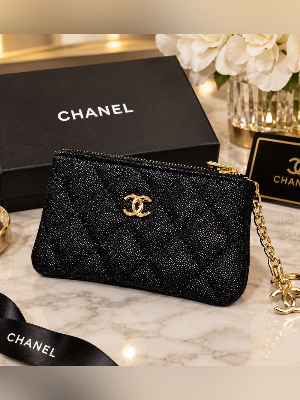 Unknown source Black Quilted CC Charm Pouch